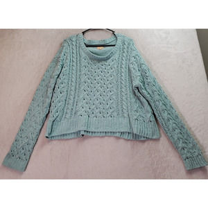 Aero Hygge Sweater Women Size XL Blue Knit 100% Polyester Long Sleeve Round Neck